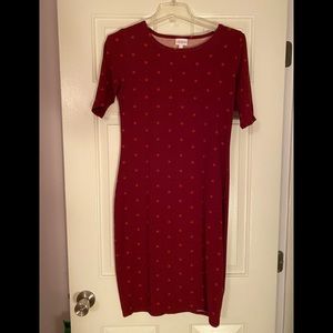 LuLaRoe burgundy polka dot Julia dress